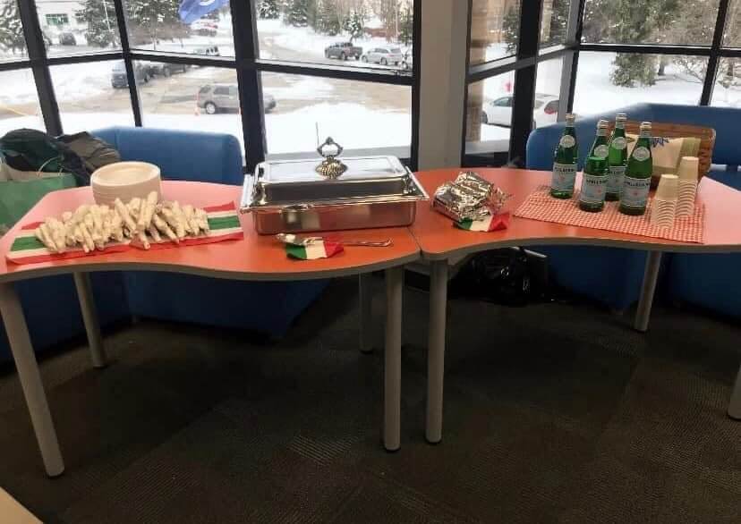 International Culture club set out a table of Italian-themed treats for the students.