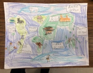 Student drawing of global map
